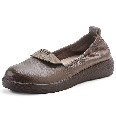 Babakud Retro Leather Casual Soft Flat Sole Slip-Ons Flats Shoes