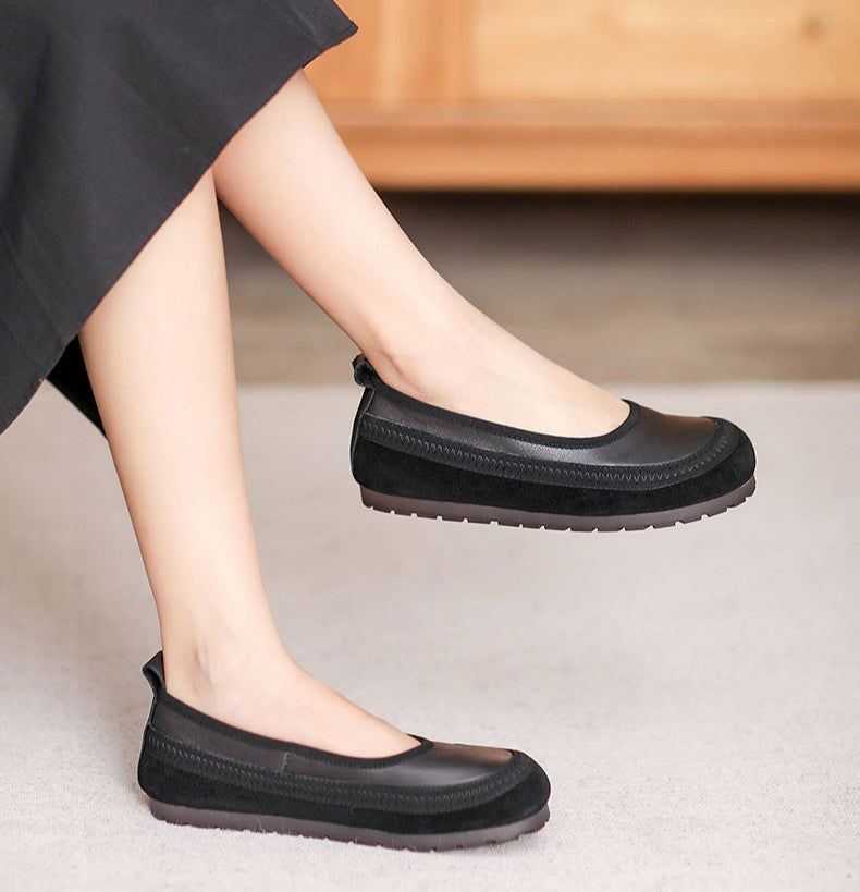 Casual Comfy Retro Soft Leather Suede Slip-On Shoes for Women