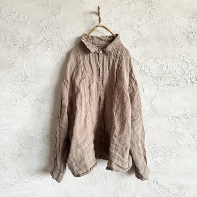 Women Solid Color Soft Comfy Loose Linen Shirt