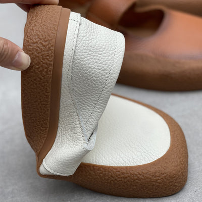 Color Block Square Toe Comfy One-Strap Walking Shoes for Women