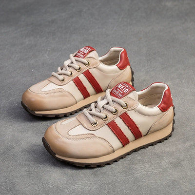 Top Genuine Leather Patchwork Soft Sole Lace-Up Sprots Sneakers