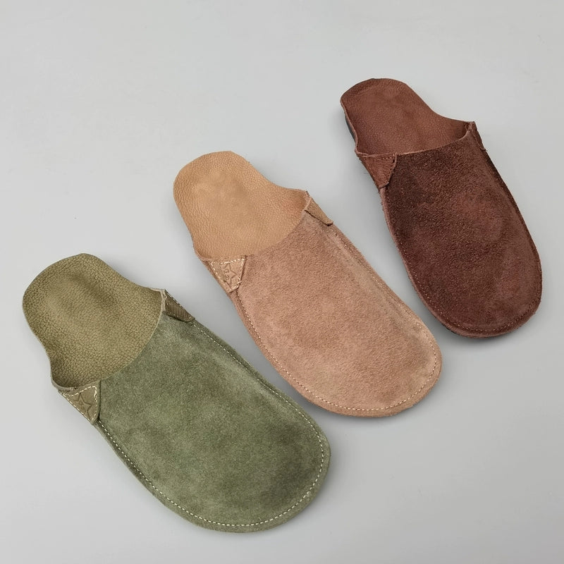 Women Soft Sole Leather Slides Comfortable Casual Slip-On Slippers