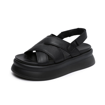 Babakud Summer Sheepskin Soft Platform Sole Velcro Sandals