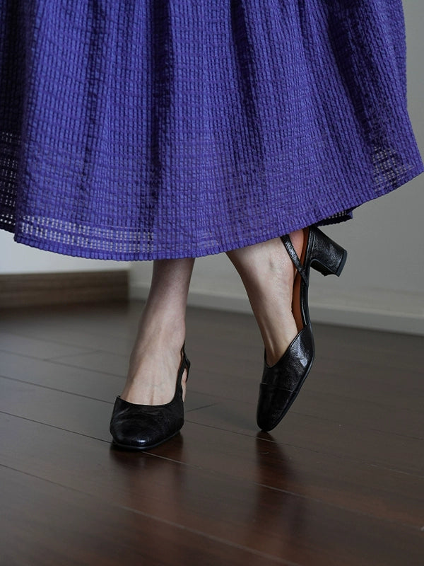 Elegant Sheepskin Leather Shallow Versatile Chunky Shoes