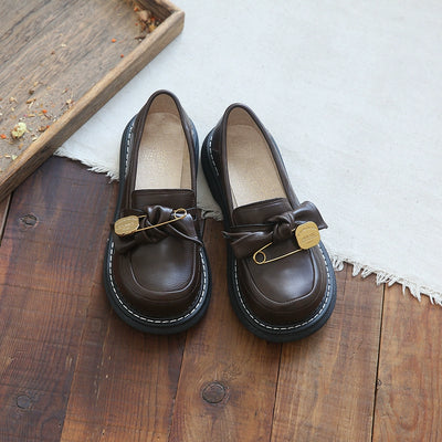 Babakud Women Spring Vintage Forest-Style Chunky Shoes with Bow