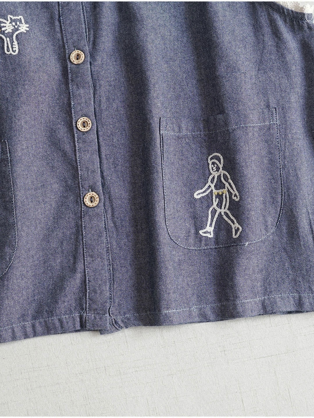 Summer Cute Cotton Round Neck Sleeveless Embroidered Vest