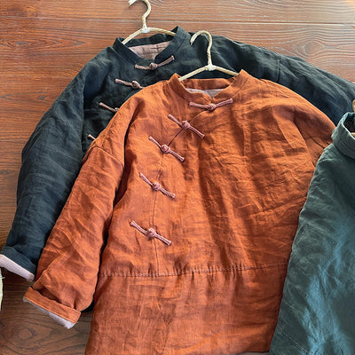 Vintage Quilted Warm Patchwork Linen Cotton Jacket