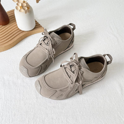 Women Casual Leather Soft Sole Lace-Up Sports Sneakers