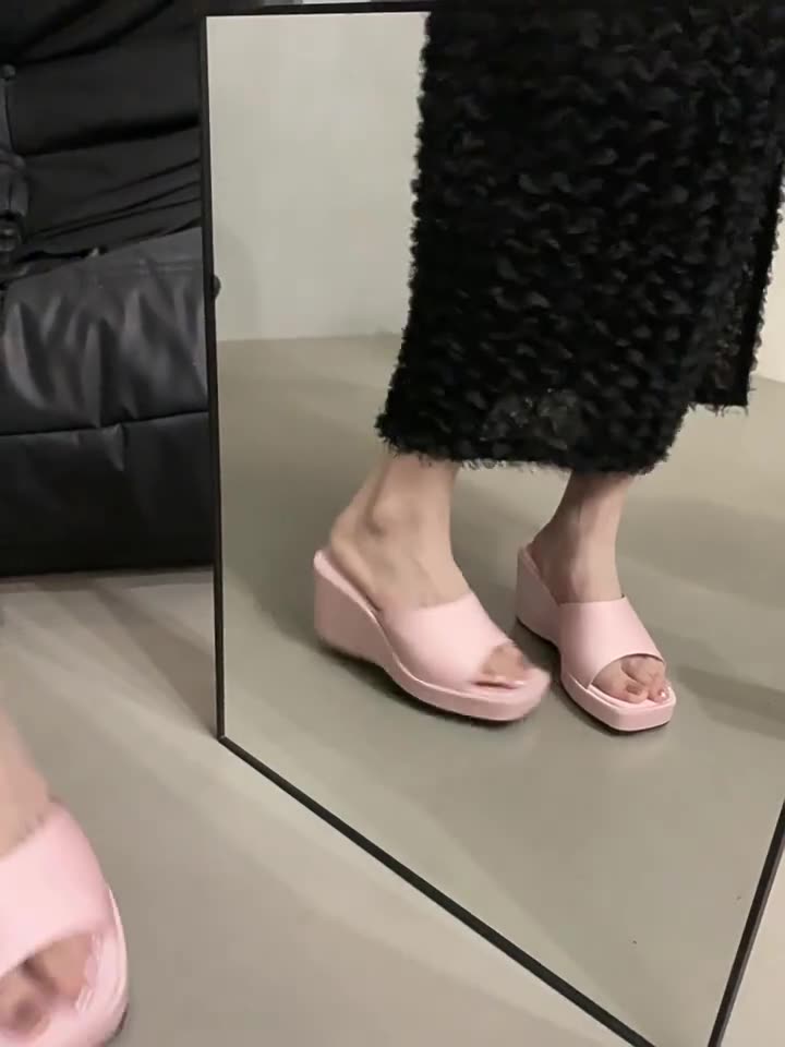 Women Summer Casual PU Platform Open Toe High Heel Shoes