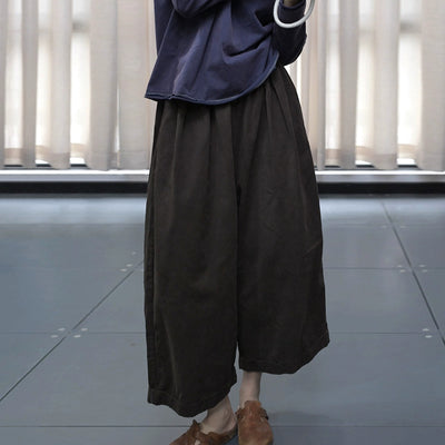 Autumn Cotton Loose Embroidered Elastic Waist Plus Size Pants