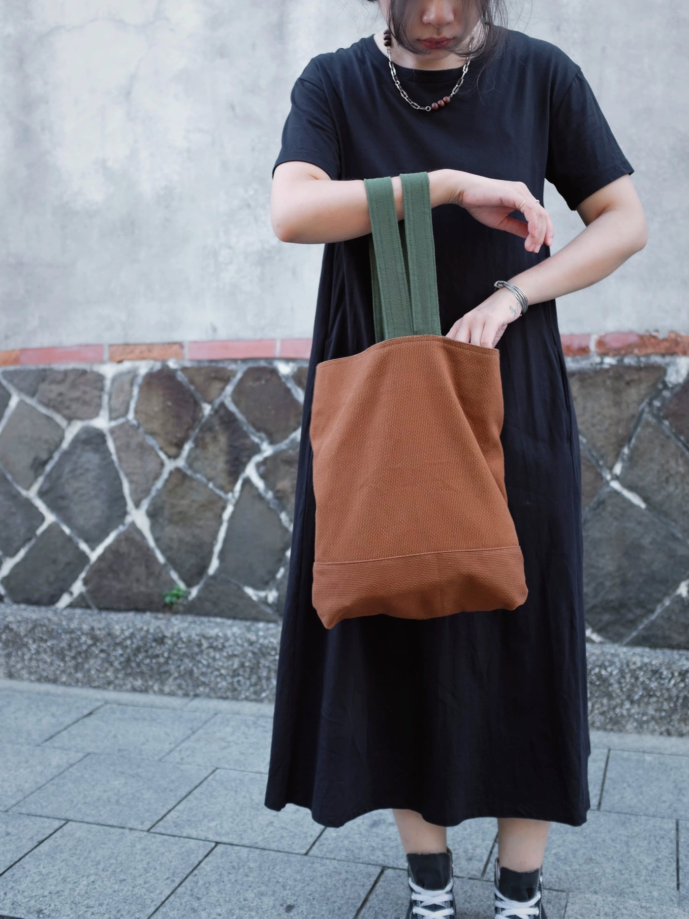 Babakud Vintage Cotton Colorblock Magnetic Closure Backpack