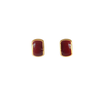 Babakud Retro Red Stylish Stud Earrings