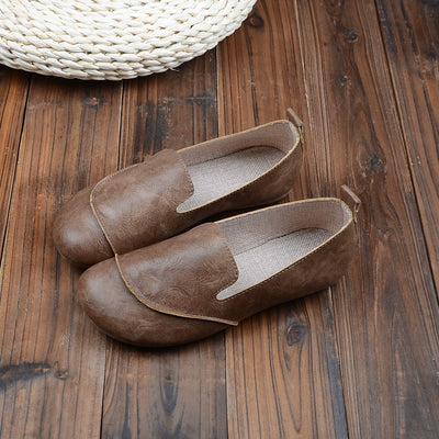 Babakud Retro Comfortable Soft Sole Round Toe Slip-Ons Flats Shoes