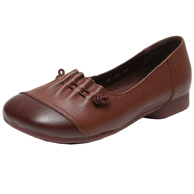 Babakud Women Spring Ethnic Style Handmade Genuine Leather Flat Shoes