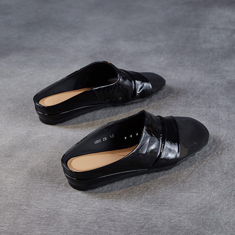 Women Summer Vintage Closed Toe Sheer Mesh Panel Slippers