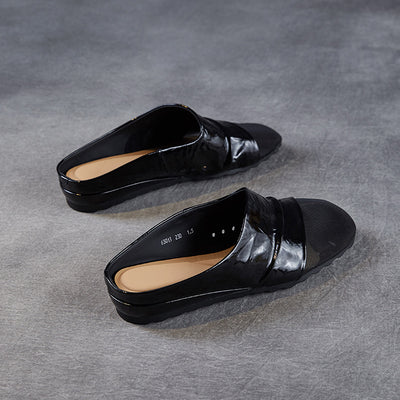Women Summer Vintage Closed Toe Sheer Mesh Panel Slippers