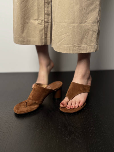 Summer Sheepskin Leather Sueded Chunky Flip-Flops Shoes