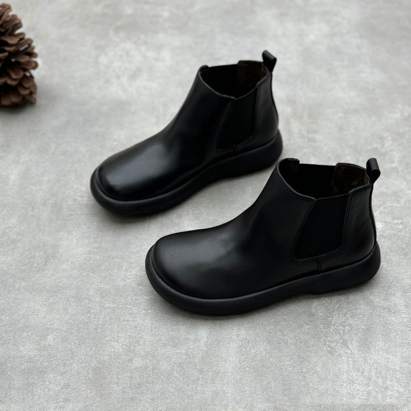 Babakud Women Vintage Minimalist Genuine Leather Chelsea Boots
