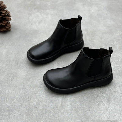 Babakud Women Vintage Minimalist Genuine Leather Chelsea Boots