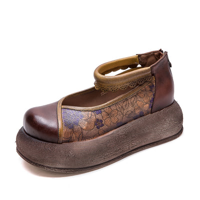 Ladies Spring Vintage Ethnic Style Printed Soft Platform Sandals