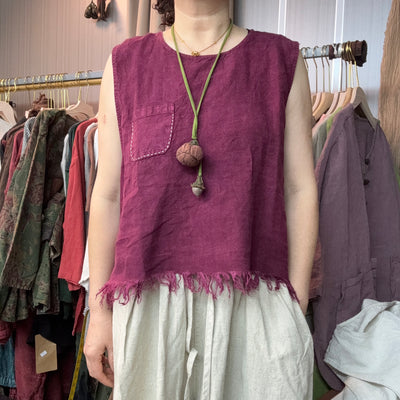 Babakud Summer Vintage Loose Fringe Casual Sleeveless Vest