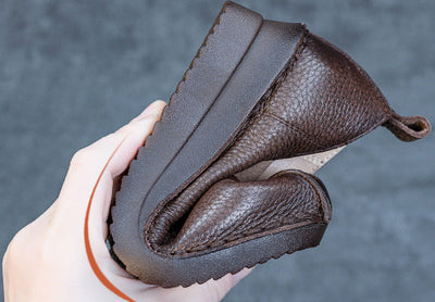 Women Comfortable Vintage Handmade Leather Wedge Shoes Slip-Ons