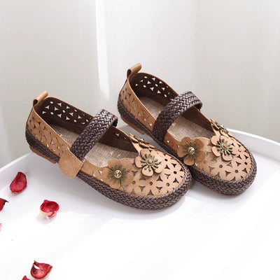Summer Retro Hollow Woven One Straped Linen Sole Shoes