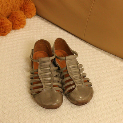 Babakud Summer Casual Leather Velcro Closed Toe Sandals