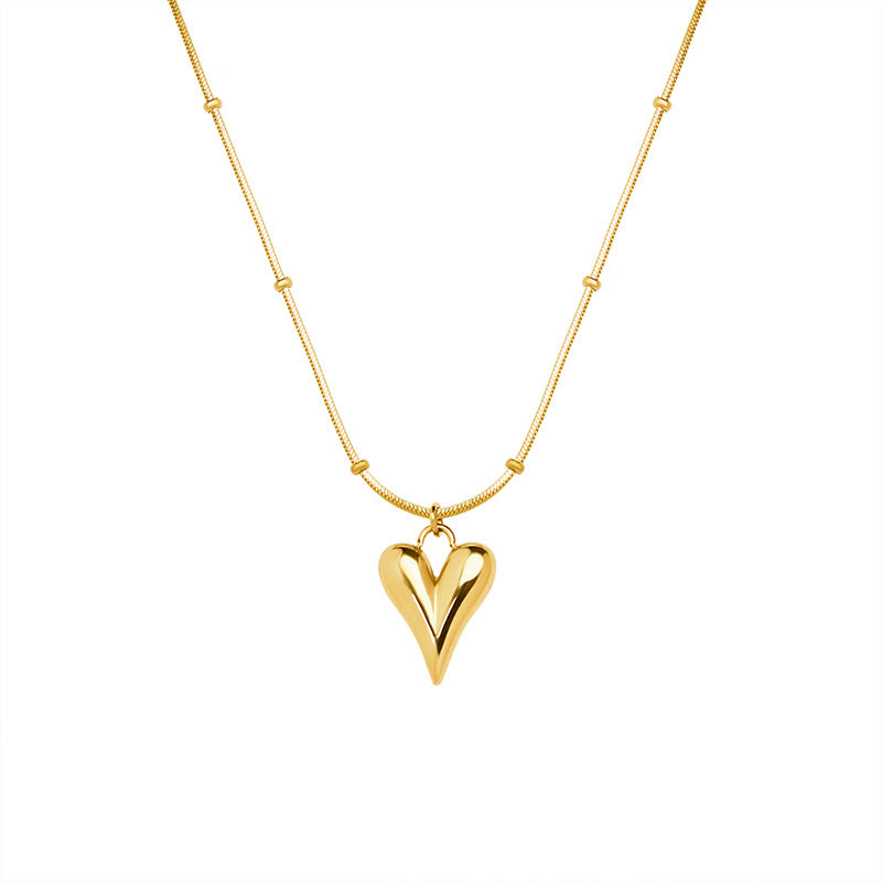 Babakud Women Minimalist Heart Pendant 18K Gold Necklace