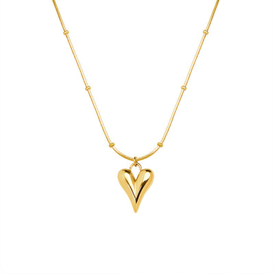 Babakud Women Minimalist Heart Pendant 18K Gold Necklace