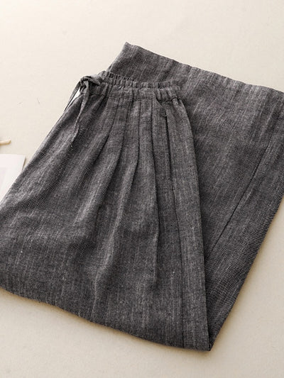 Babakud Spring Retro Linen Leisure Lace-Up Pants