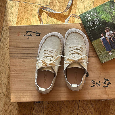 Babakud Women Spring Vintage Handmade Leather Lace-Up Shoes