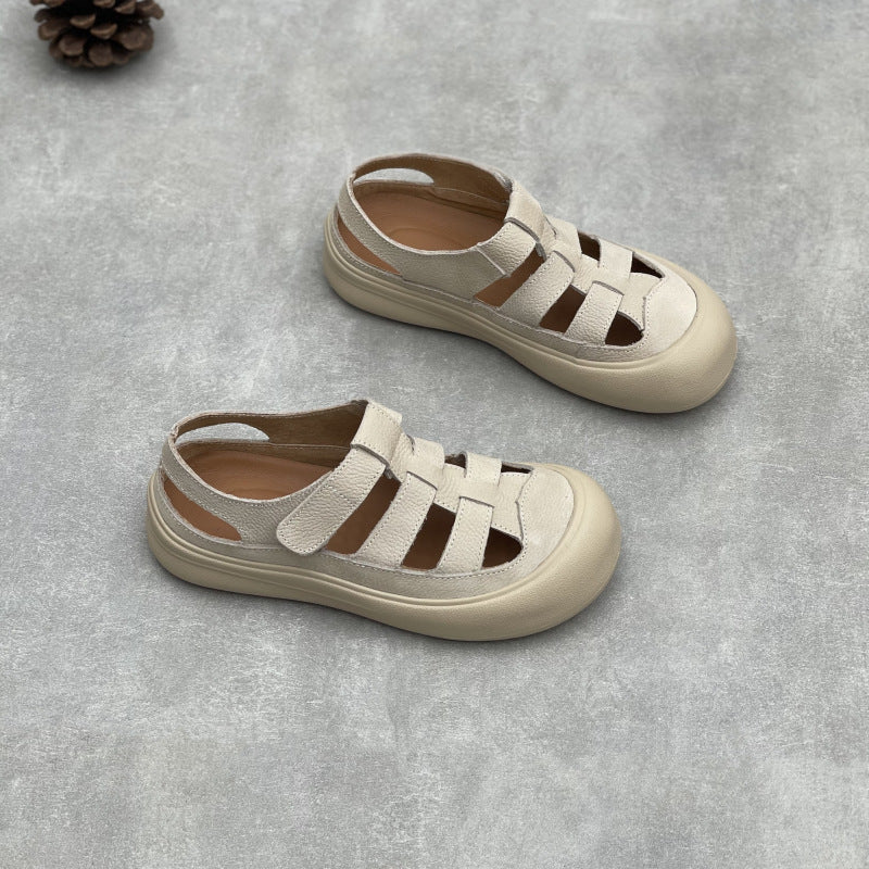 Casual Hollow Breathable Soft Leather Sandals for Women