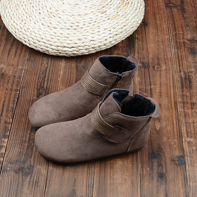 Women Retro Versatile Flat Lightweight Suede Ankle Boots