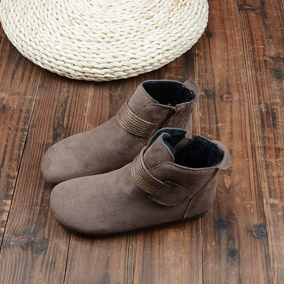 Women Retro Versatile Flat Lightweight Suede Ankle Boots