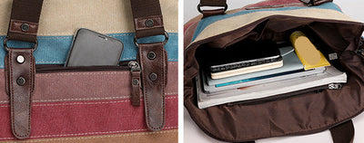 Fashion Striped Large Capacity Canvas Crossbody Shoulder Bag