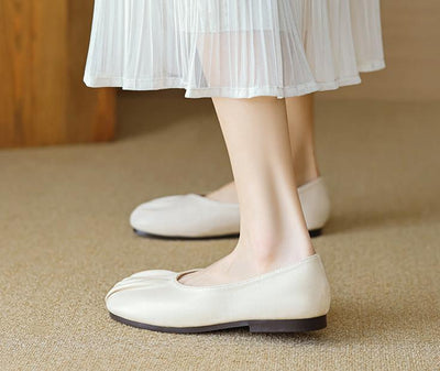 Ruched Soft Leather Ballet Flats