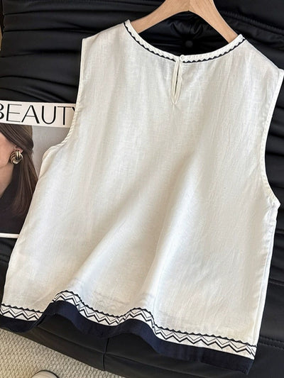 Babakud Versatile Linen Embroidered Sleeveless Tops
