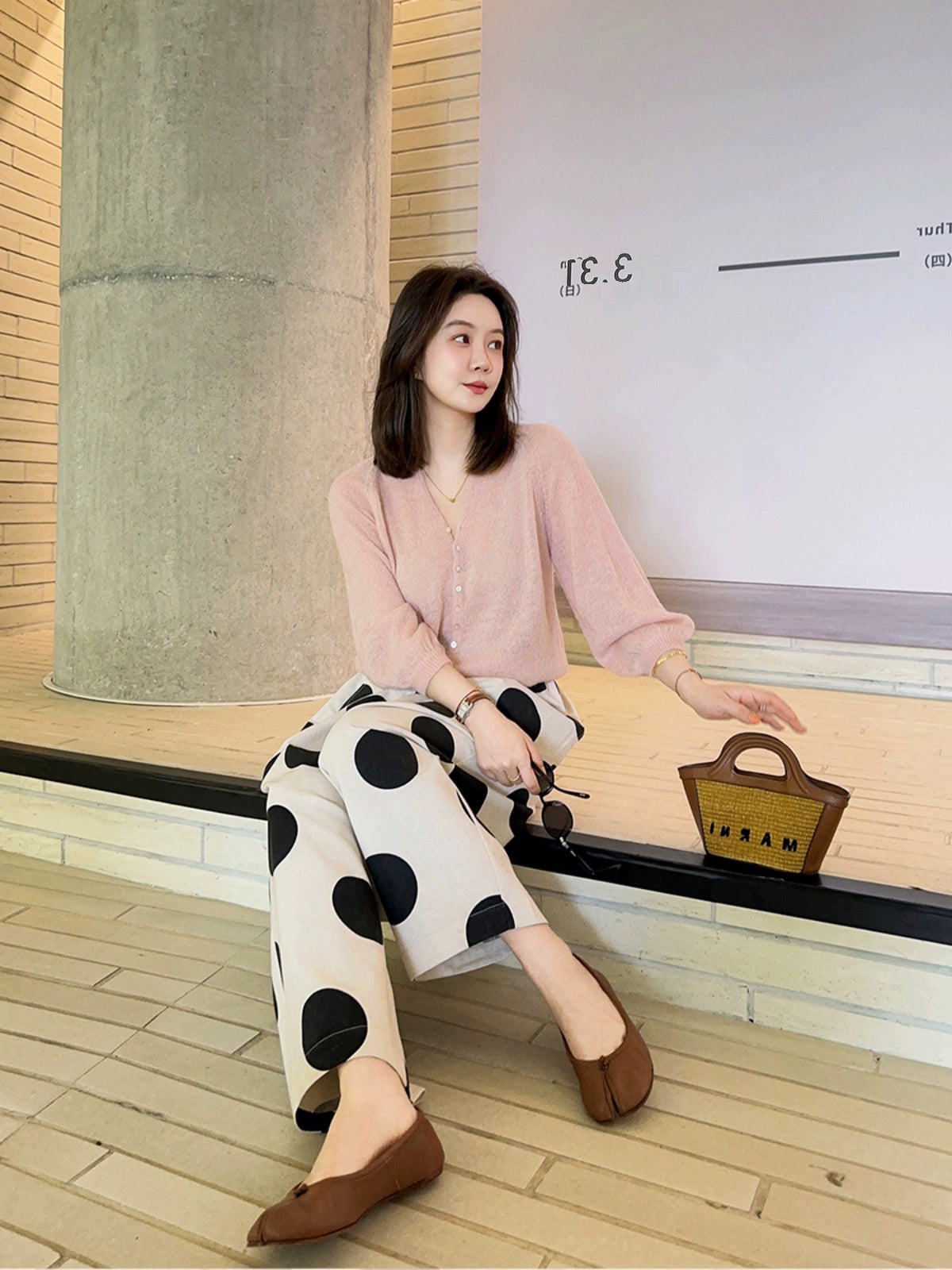 Women Cotton Linen Casual Everyday Loose Polka Dot Pants