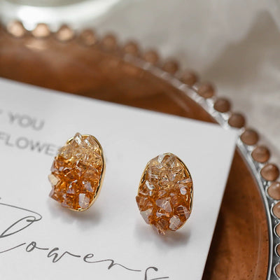 Women Elegant 925 Sliver Orange Diamond Versatile Earrings