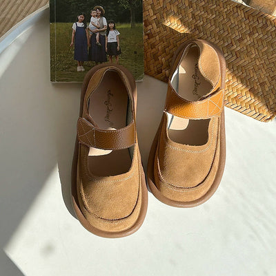 Babakud Women Summer Vintage Suede Hollow-Out Flat Sandals