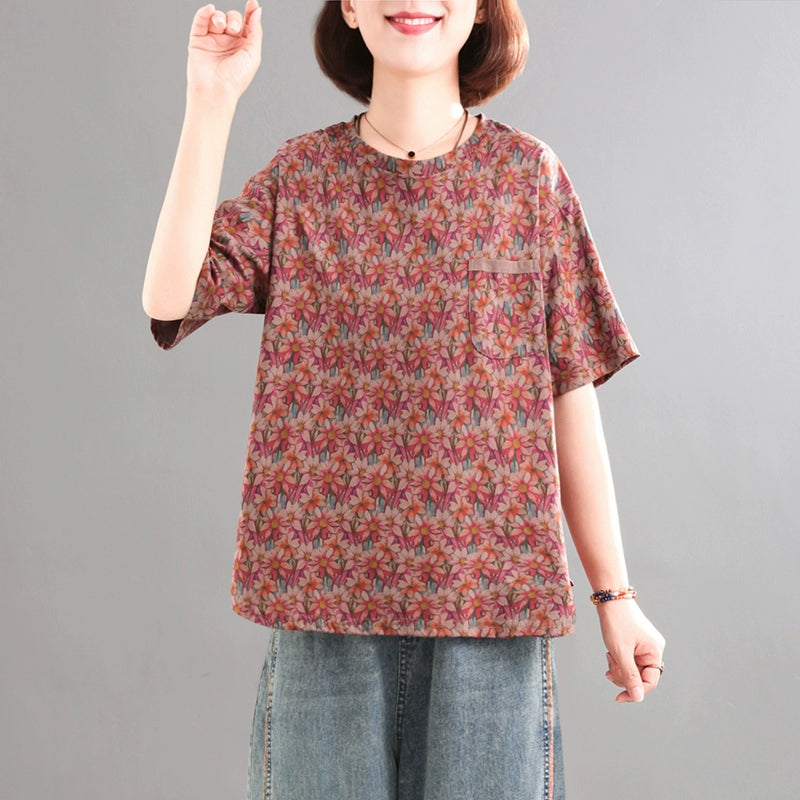Babakud Women Casual Cotton Casual Printed Loose T-Shirt