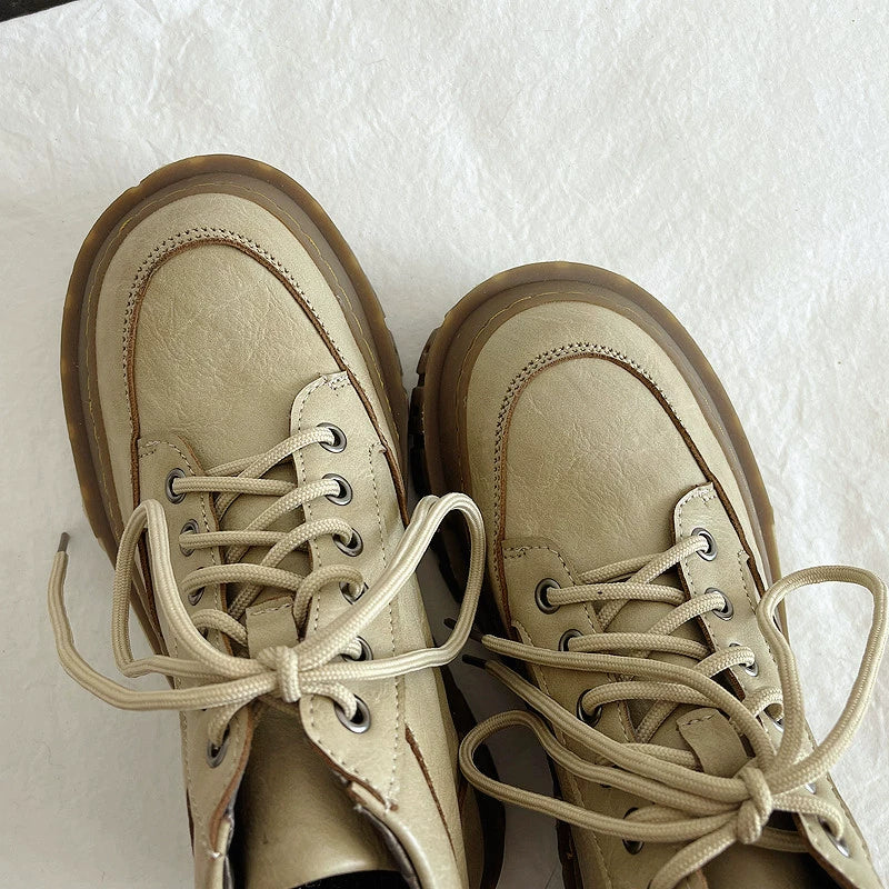 Babakud Women Vintage PU Casual Autumn Ankle Boots