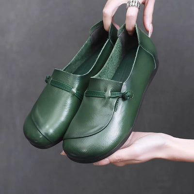 Women Vintage Comfortable Cowhide Soft Sole Daily Wear Flats