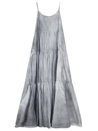 Babakud Summer Gray Tie-Dye Spaghetti Strap Wide Hemline Dress
