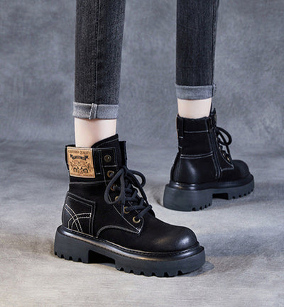 Lace-Up Trendy Retro Leather Martin Boots for Women