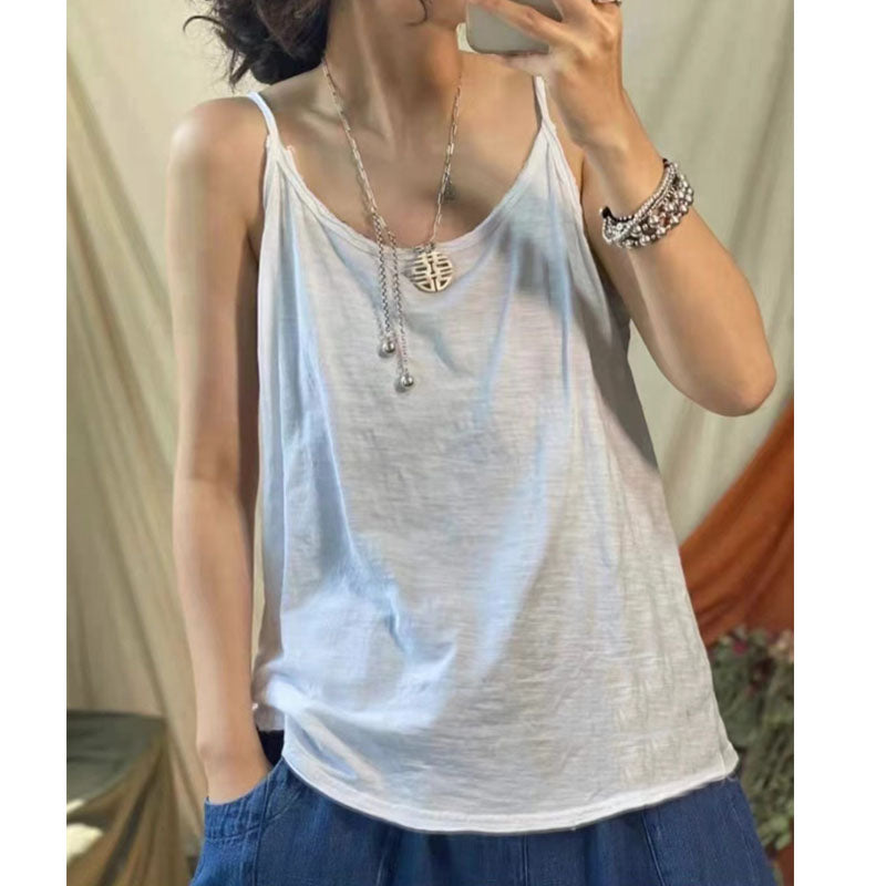 Babakud Women Summer Cotton Casual Spaghetti Strap Vest