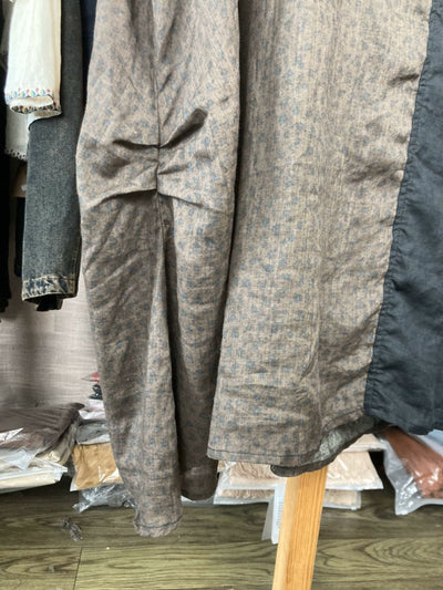 Summer Retro Ramie Patchwork Round Neck Sleeveless Dress