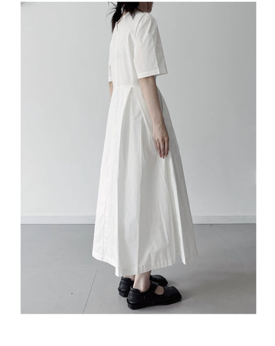 Babakud Fashionable Cotton Casual Round Neck Lace Up Dress