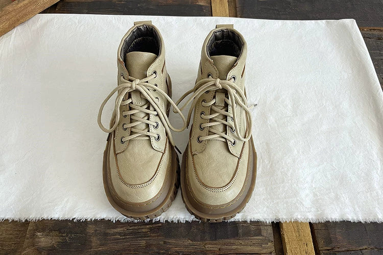 Babakud Women Vintage PU Casual Autumn Ankle Boots